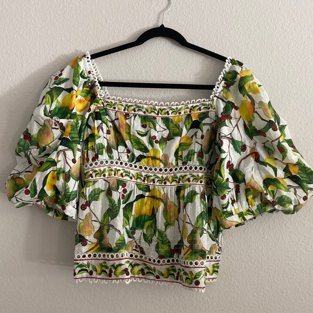 Farm Rio - off white fruit orchard blouse